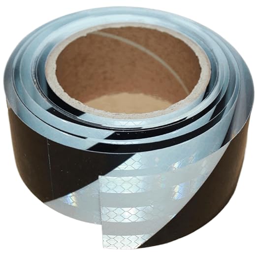 Black White Reflective Tape 2 inch Wide for Cars, Outdoor Waterproof High Visibility Safety Warning Adhesive Strips (10 feet)
