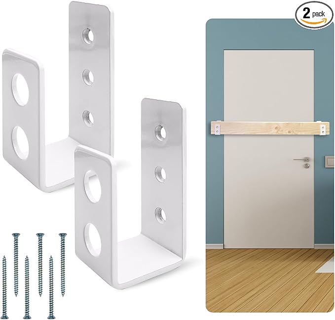 SecurityMan Heavy Duty 2x4 Door Barricade Brackets - Kick Proof Up to 700lbs, Install in Minutes -(2pc) Thick 3.5mm Iron Metal U Bracket - Gate Bar Holder for Indoor/Outdoor Door Security Brace Bar