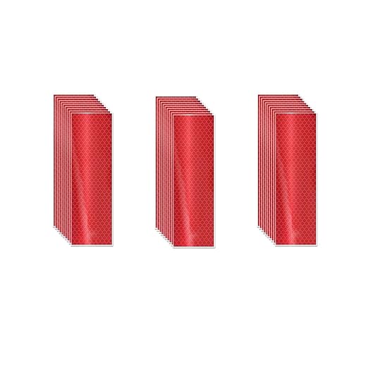 Red Reflective Stickers 2 inch X 6 inch, Outdoor Waterproof High Visibility Warning Safety Adhesive Reflector Tape (30 Pcs)