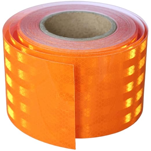 Industrial Non Fading Reflective Tape Orange 4 inch Wide, Outdoor Waterproof High Visibility Safety Warning Adhesive Strips (66 feet)