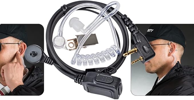 Walkie Talkie Earpiece for Midland Walkie Talkies GXT1000VP4 LXT500VP3 GXT1050VP4 GXT1000XB, Two Way Radio Surveillance Earpiece Headset Ear Piece with Mic and Clear Acoustic Coil Tube, Pack of 2