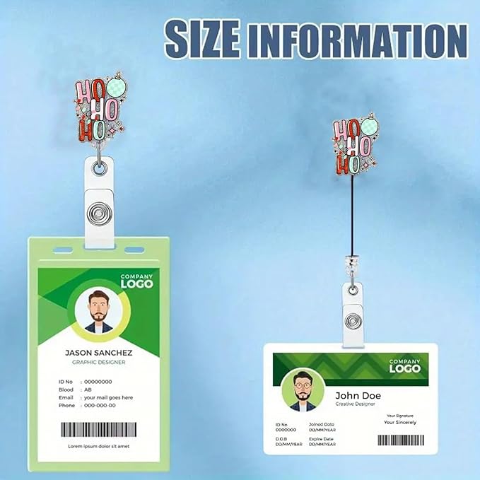 Christmas Colored Lights Badge Reel Retractable Ho Nurse Badge Clip Winter Xmas Badge Holder Nursing Doctor Name Tag ID Card Decor | with 24” Durable Nylon & Acrylic Alligator Clip