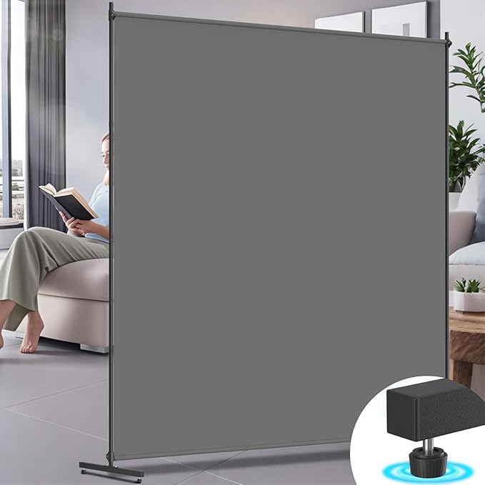 Room Divider, 72x72Inch Large Single Panel Privacy Screen for Room Separation,Free Standing Partition Wall with Thickened Fabric,Portable for Office,Bedroom,Patio,Gray