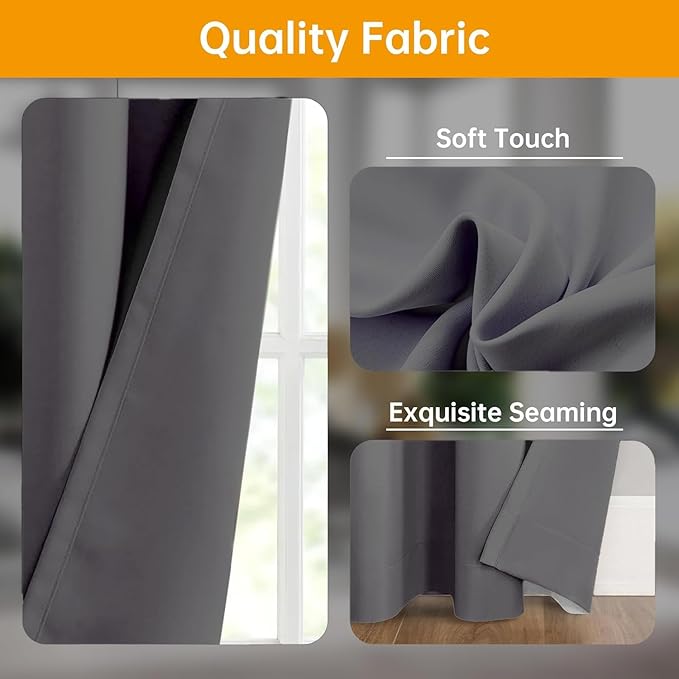 Room Divider Curtains Blackout Ceiling Track Curtain with Hook Wall Mount Sliding Door Curtains Ceiling Mount Extra Wide Curtain Wall Divider for Room Separation (Grey, W150 x H108 Inch)