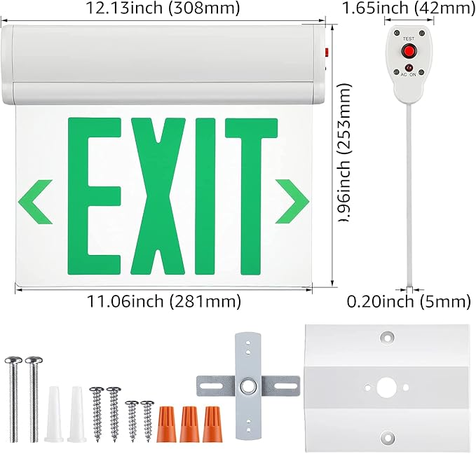 LEONLITE Emergency Exit Sign, LED Edge Lit Exit Sign, Exit Light with Battery Backup, UL Listed, Double Sided, Rotating Acrylic Clear Panel, Top/Side/Wall Mount, 120/277V, Green, Pack of 4