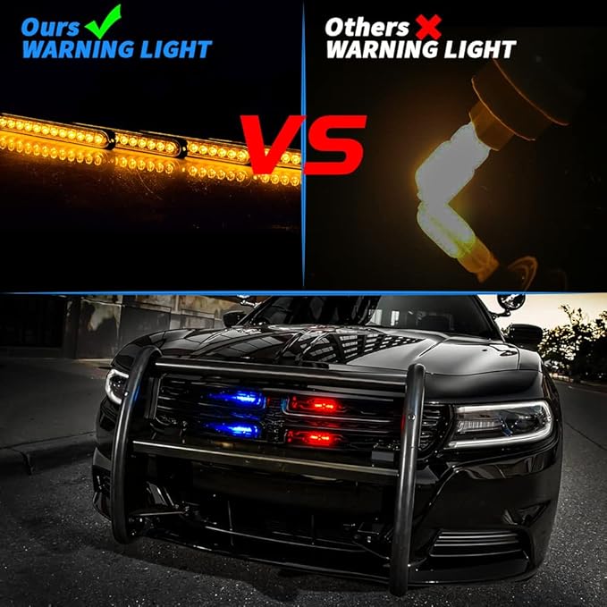 7 Inch LED Warning Safety Flashing Beacon Lights Kit, 4Pcs 12 LEDs Strobe Light Flashing Warning for All 12V-24V Vehicle off-road Truck SUV ATV Forklift Tractor Fire Engine (Amber)