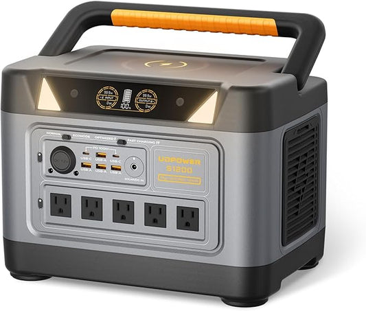 S1200 1190Wh Portable Power Station(Solar Panel Option) | 1200W (1800W Surge) Pure Sine Wave AC + Max 400W Solar Input | UPS Backup for Home, RV & Emergencies
