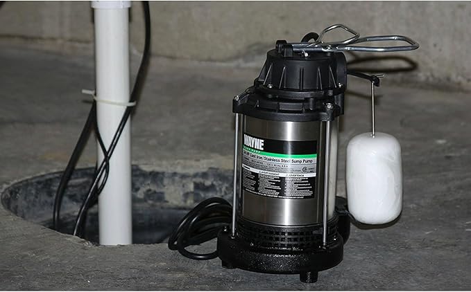 WAYNE - 1 HP Submersible Cast Iron and Stainless Steel Sump Pump with Integrated Vertical Float Switch - 6,100 Gallons Per Hour - Heavy Duty Basement Sump Pump