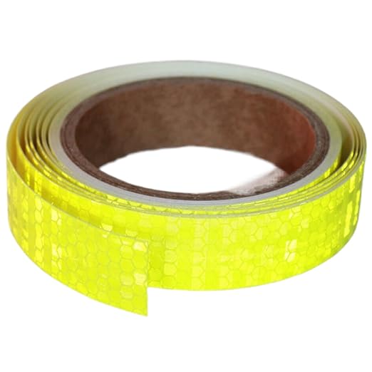 Fluorescent Yellow Reflective Tape Outdoor Waterproof 1 inch Wide, High Visibility Warning Safety Industrial Marking Tape (16 feet)