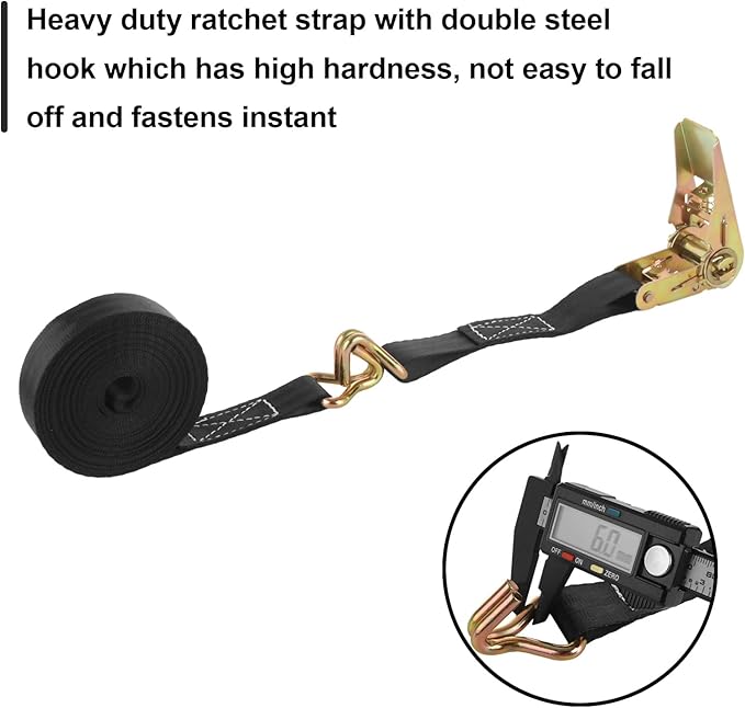 4 Pack 1 Inch Ratchet Straps Heavy Duty 20ft Tie Down Straps Ratchet with Double J Hook, 8000 LBS Break Strength, Cargo Ratchet Straps for Truck, Trailers, Motorcycle, Kayaks, Car Roof