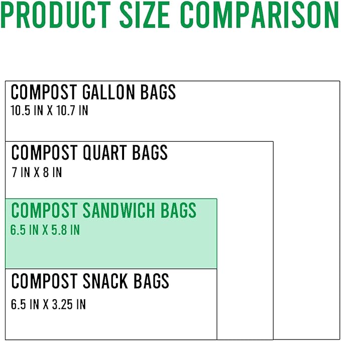 Compostable Sandwich Food Storage Freezer Bags, 80 Count | 2 Mil | 6.5 IN x 5.8 IN, Freshness Easy Open Biodegradable Eco-Friendly Reclosable Compost Zip Bags