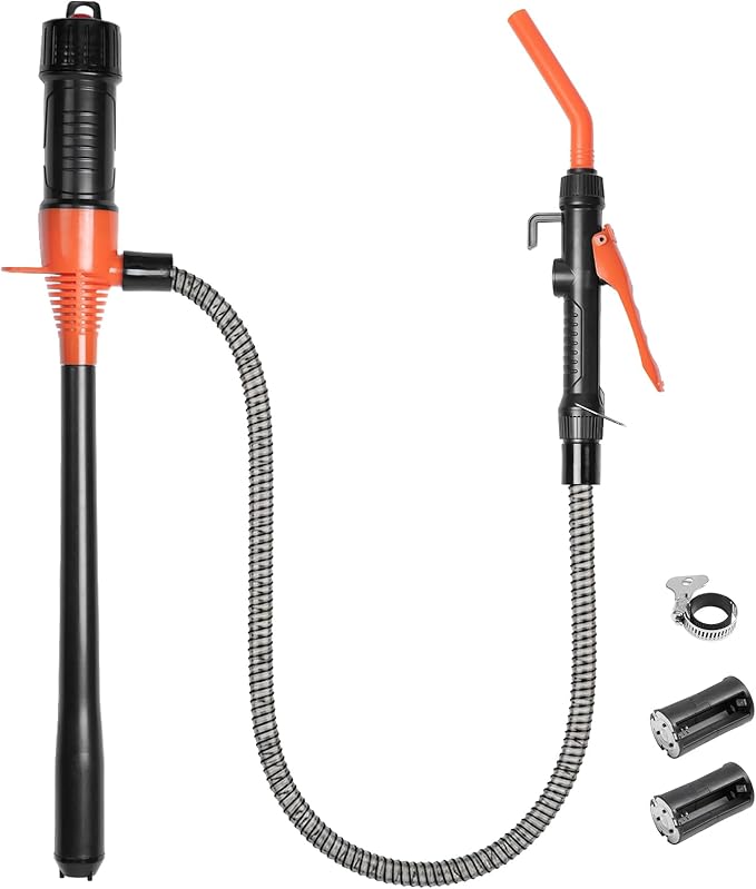 Battery-Powered Fuel & Fluid Transfer Pump, Up to 3 GPM, 38" Intake Tube & Hose, Adjustable Nozzle, Portable Siphon for Gas/Diesel/Kerosene/Water — Pump Only, No Container (Batteries Not Included)