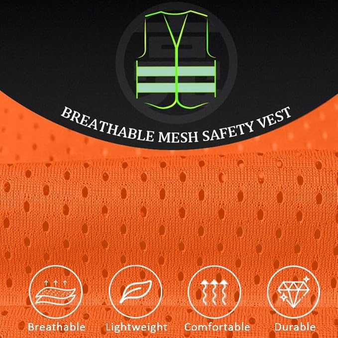 BeautyWill Custom Logo Safety Vest Class 2 High Visibility Reflective Vest for Men - Personalized Logo Team Vest