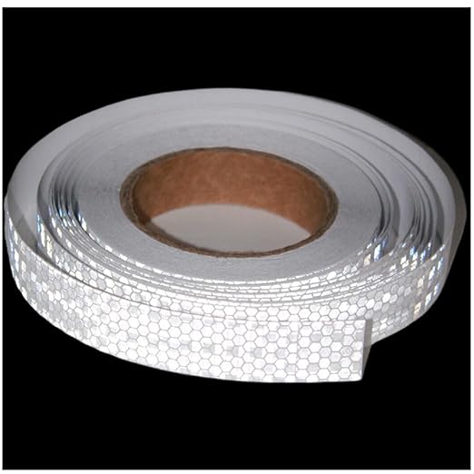 Industrial Non Fading Reflective Tape White 1 inch Wide, Outdoor Waterproof High Visibility Safety Warning Adhesive Strips (66 feet)