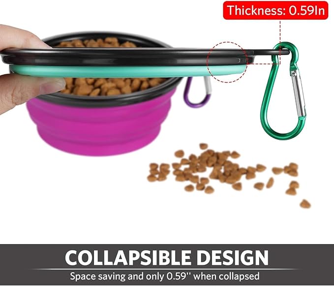 Collapsible Pet Bowl Set, 12oz Travel Dog Bowls with Carabiners, Portable Foldable Design, 6 Pack