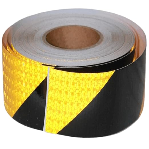 Reflective Tape Yellow Black 4 Inch x 168 Feet, Outdoor Waterproof High Visibility Adhesive Stickers, High Intensity Safety Strips