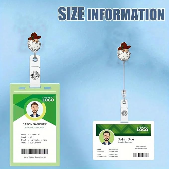 Cowboy Santa Claus Badge Reel Christmas Badge Holder with Retractable Alligator Clip Nurse Nursing Badge Reels for RN CNA LPN Medical Worker Name Tag Decor | with 24” Durable Nylon Cord