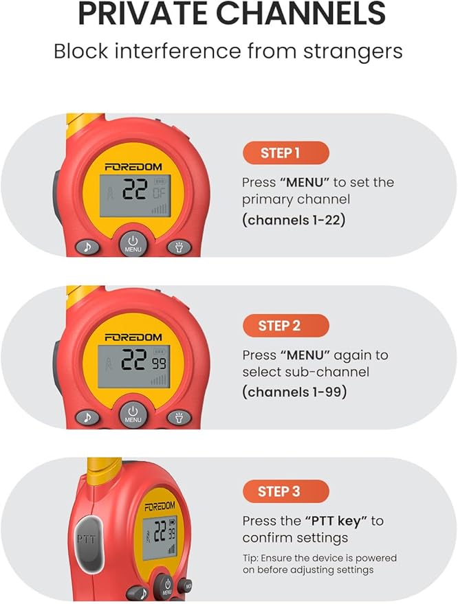 FOREDOM Rechargeable Walkie Talkies for Kids Walkie Talkies Long Range for Boy & Girl Age 3 to 12 Year Old Birthday Toys - 2 Pack