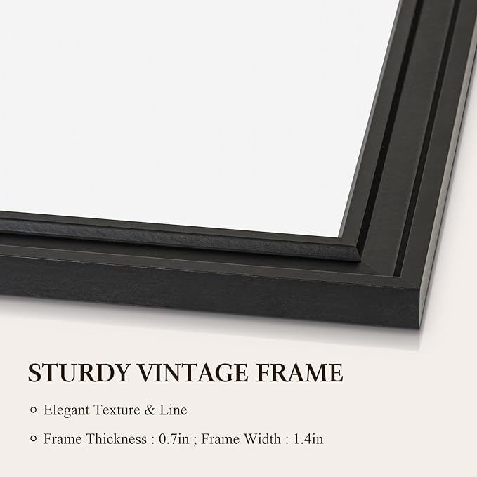4 THOUGHT Dry Erase Board, 24 x 36 in Magnetic Whiteboard Black Vintage Wood Frame Wall-Mounted White Board Decorative Notice Board for School, Office, Home, Kitchen with 8 Magnets 4 Markers 1 Eraser