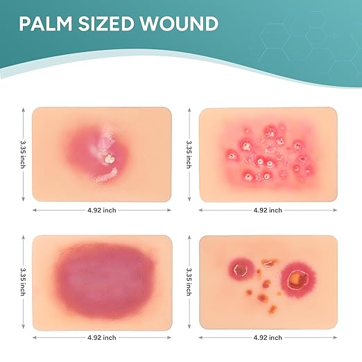 Wound Packing Trainer, Bacterial Infected Wound Model, Palm Sized Wound Simulation Models for Medical Education, Wound Care Demonstrations Tool, 4PCS