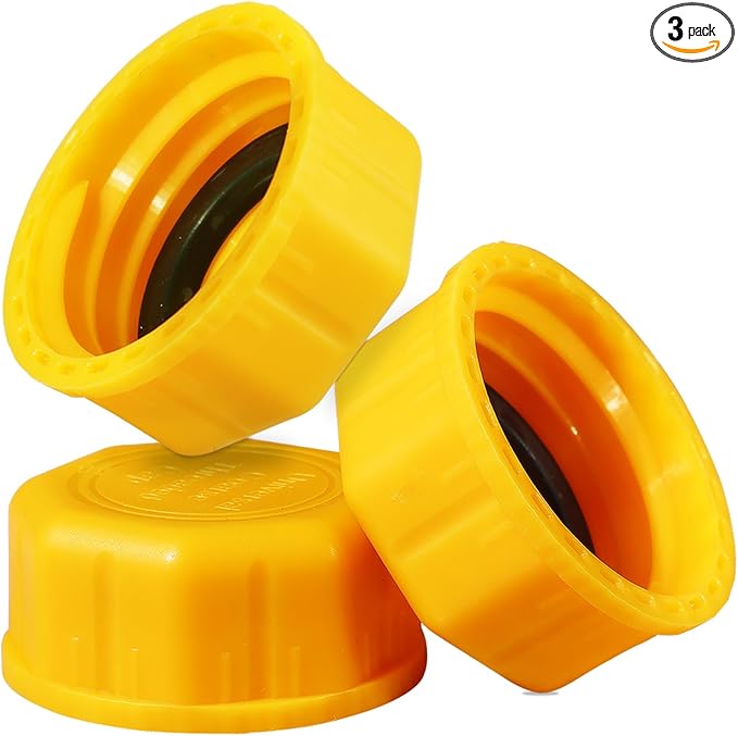 5 Gallon Gas Can Cap (Pack of 3) - Durable Replacement Gas Caps for Gasoline Tanks, Plastic Gas Cans - Includes Coarse Thread Gas Cap & Solid Transportation Caps