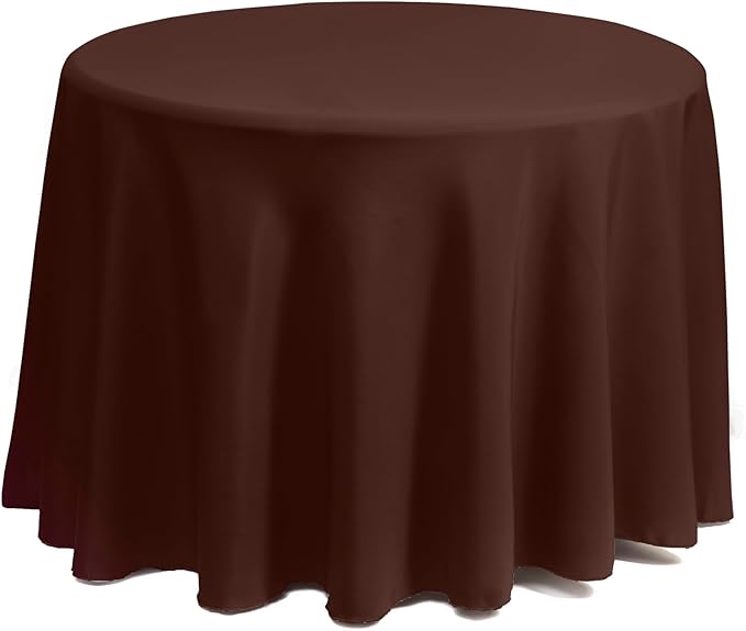 Gee Di Moda Round Tablecloth - 90 Inch Chocolate Round Table Cloth for 30 to 60 Inch Round Tables - Heavy Duty Washable Fabric - for Buffet Table, Holiday Party, Dinner, Wedding & Baby Shower