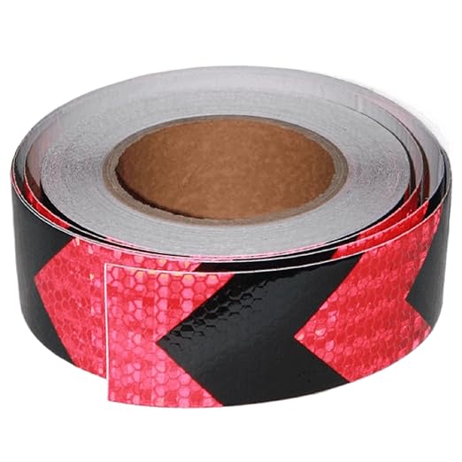 Black Red Reflective Tape 2 in x 68 Feet, Outdoor Waterproof Warning Conspicuity Tape, Night Safety Sticker for Trailer