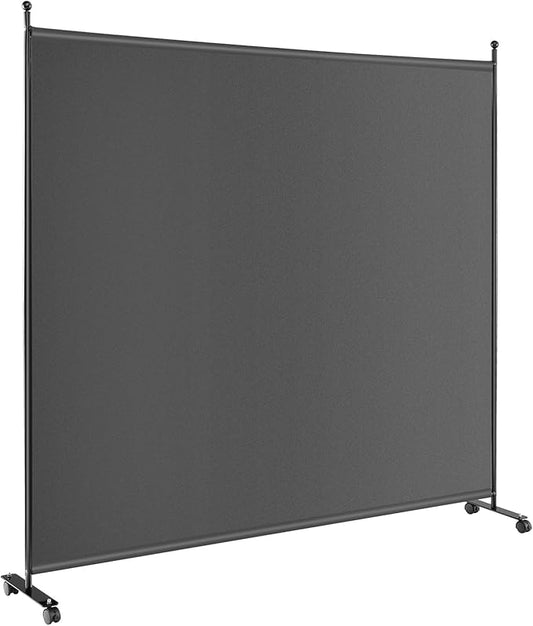 Giantex Room Divider Large Single Panel, 73''W x 73''H Privacy Screen with Lockable Wheels, Rolling Room Divider Panel for Home Office Studio, Partition Fabric Wall Divider for Room Separation, Gray