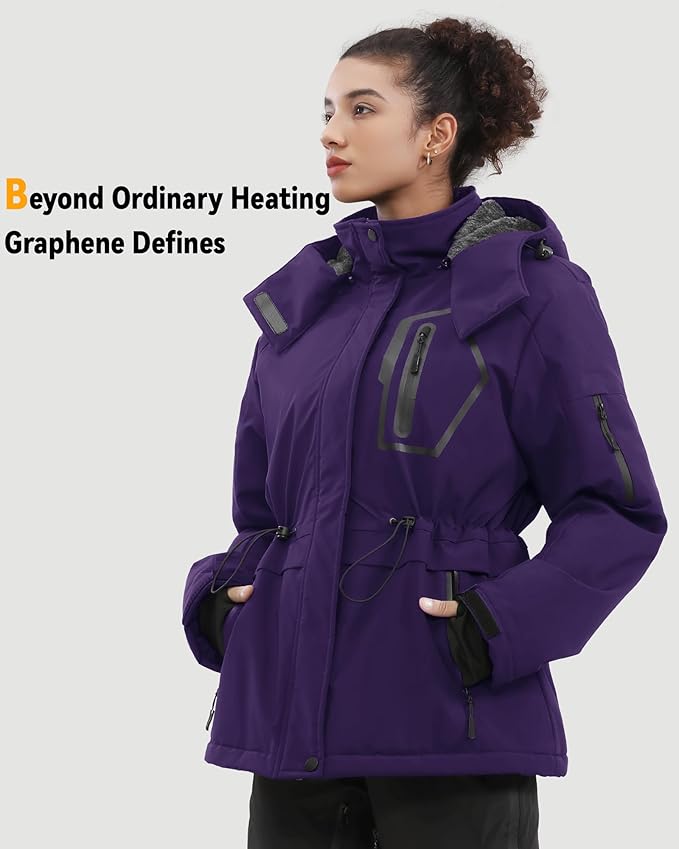 Wulcea Graphene Heated Jacket For Women 12V 18400mAh Fast Charge With Large Capacity