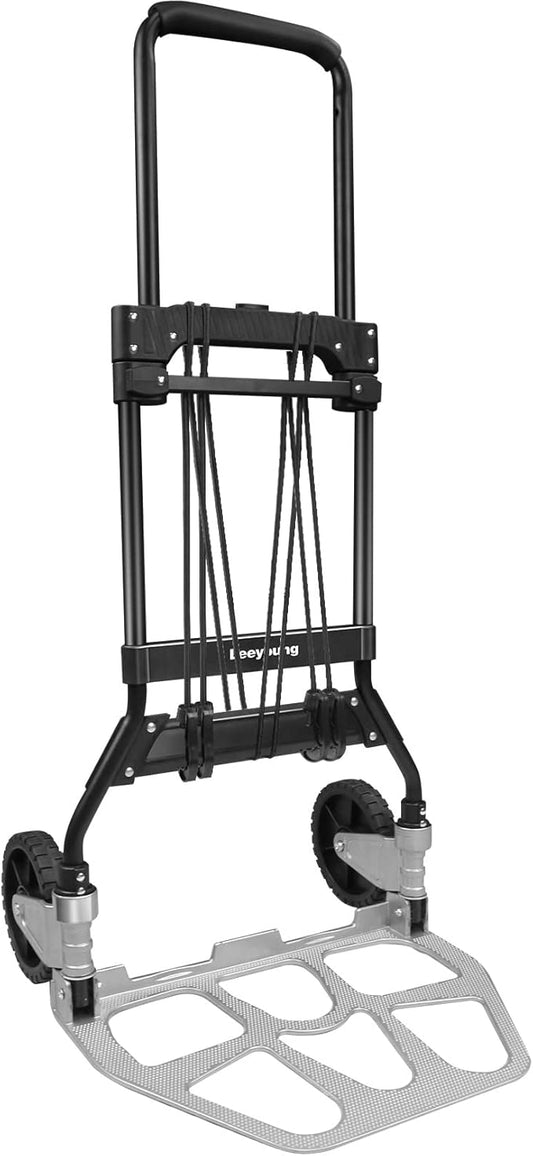 Leeyoung Dolly Cart and Folding Hand Truck，Heavy Duty 331lb Capacity Dolly for Moving，Aluminum Wheel Bracket and Steel Tube，Foldable Hand Truck with Anti-Slip Silent Wheels for Indoor/Outdoor Moving