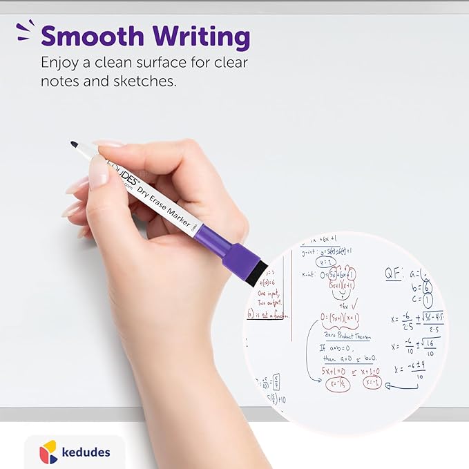 Kedudes Magnetic 8.5’’ x 11’’ Small Dry Erase Whiteboard - Includes 6 Magnetic Dry Erase Markers, Assorted Colors - Small Board for Fridge, Locker, Office, Classroom, Dorm Room