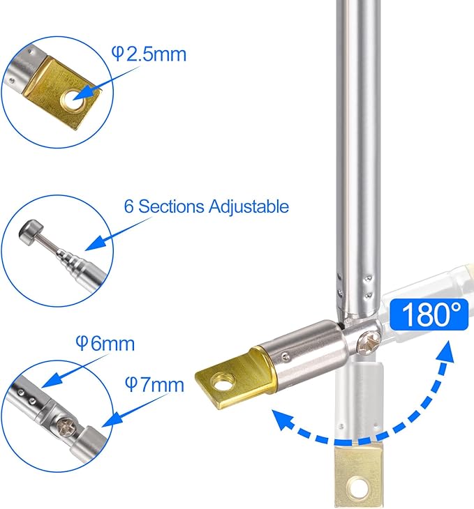 Bingfu 6 Sections Telescopic 65cm AM FM Antenna Portable Radio Antenna Replacement (2-Pack) Compatible with Indoor Portable Radio Home Stereo Receiver AV Audio Video Home Theater Receiver TV Tuner