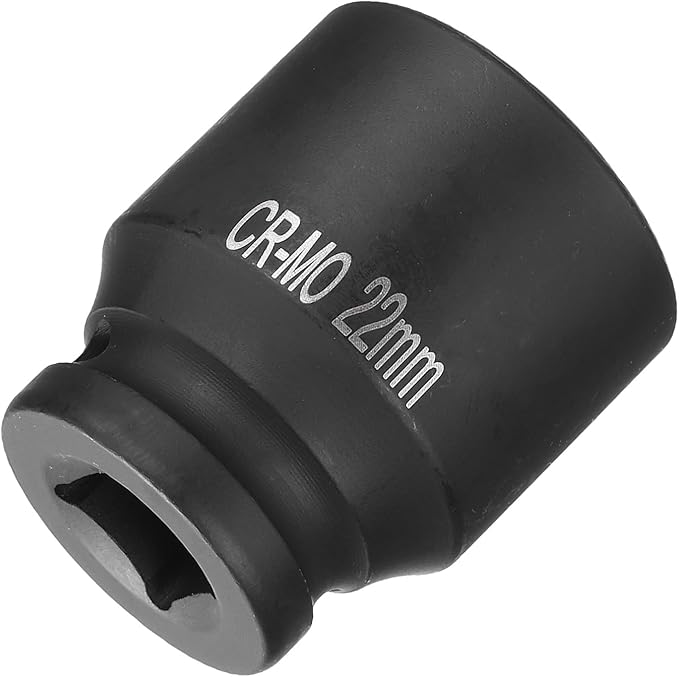 HARFINGTON 4 Point Square Socket 1/2" Drive 22mm Metric Square Impact Socket CR-MO Blackening Standard Wheel Sockets Pneumatic Socket Tool for Auto Repair Mechanical Maintenance Home Use