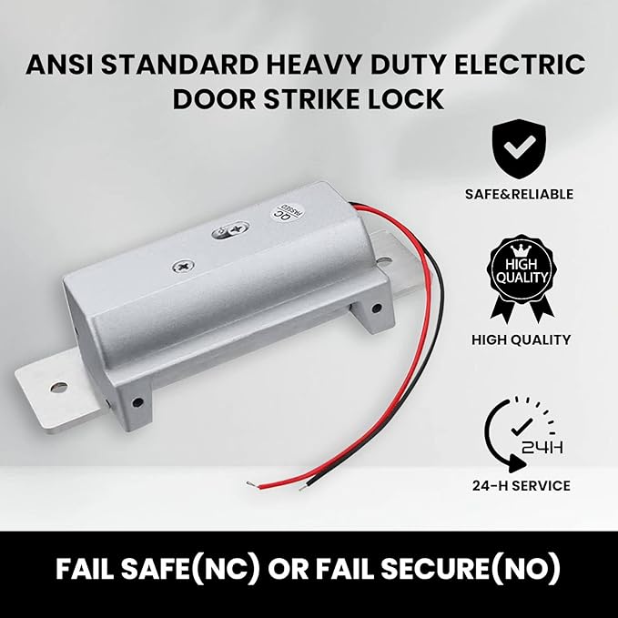 2025 Upgraded ANSI Standard Heavy Duty Electric Door Strike Lock for Door Access Control System Fail-Secure/Fail-Safe Adjustable Access Control Cylindrical Locksets (Input Voltage 12VDC),Black