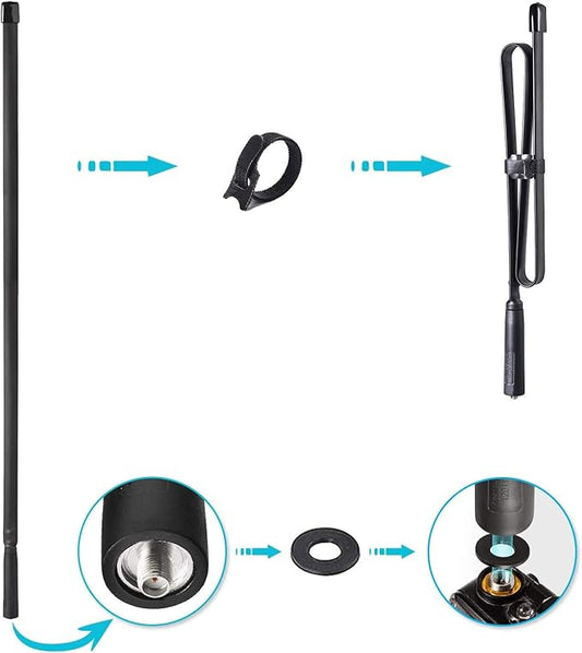 Bingfu Foldable CS Tactical SMA Female Ham Radio Antenna 2-Pack Dual Band VHF UHF 136-520MHz 31 inch Antenna for Baofeng BF-F8HP UV-5R UV-82 BF-888S GT-3 Ham Two Way Radio Walkie Talkie