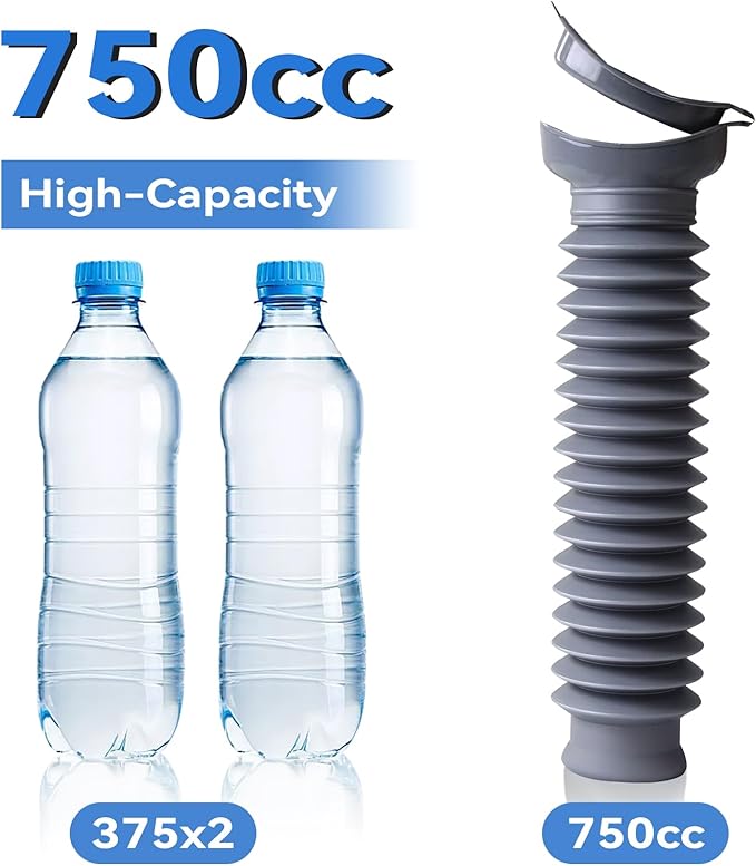 Pee Bottles for Men, Adjustable Emergency Urinal 750ml, Car Pee Bottle for Men and Women, Portable Toilet for Car, Shrinkable Personal Mobile Toilet,Urine Bottle, Travelling, Traffic Jams & Hiking