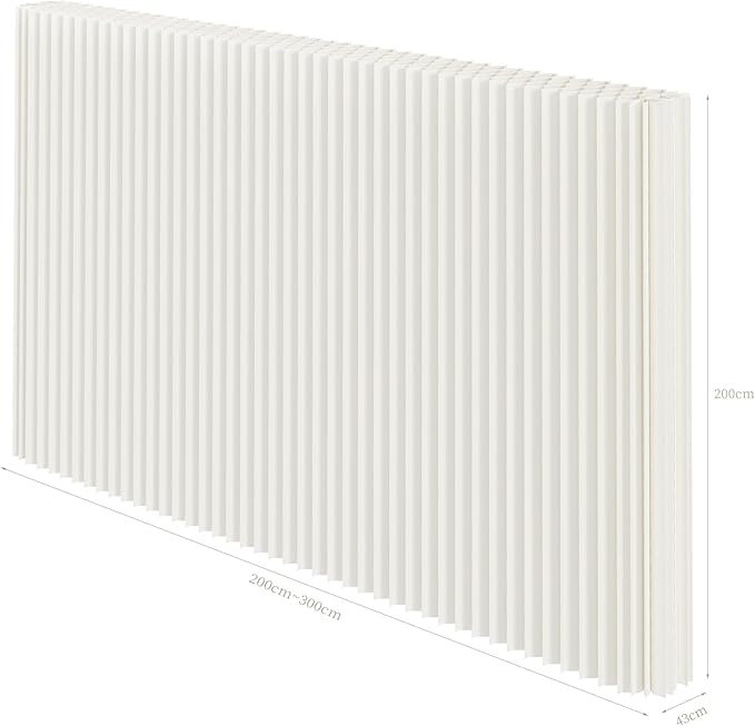 Paper Room Divider, Folding Privacy Screen Lightweight Stretchable Accordion Room Divider Wall, Portable Paper Wall Divide for Home, Office, Clothing Shop (White, L：118in x W: 17in x H：79in)