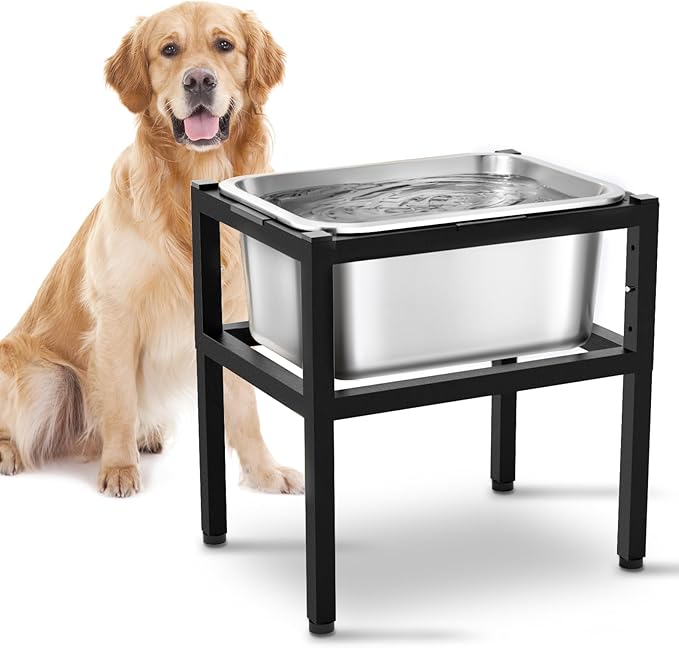 Elevated Dog Water Bowl 3 Gallons, 4 Height Adjustable Raised Doggy Bowl with Stand for Large Breed, Full Stainless Steel Food Bowl for Relief Joint Pressure, Dog Food and Water Bowls