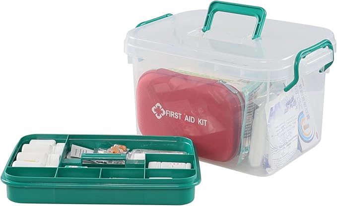 Clear Plastic Medicine First Aid Storage Box, Family Emergency Kit Storage Box, F