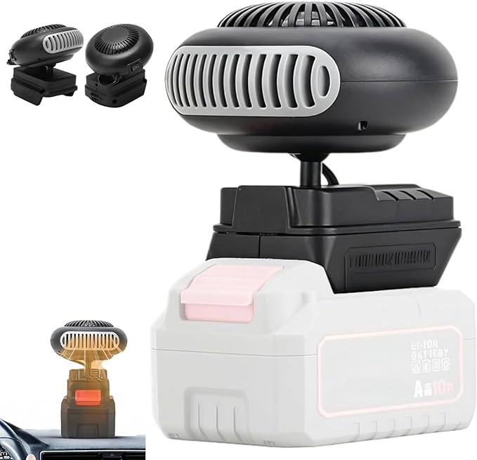 Battery Operated Space Heater - Battery Powered Heater for Camping, 360° Rotation 2 Heat Settings Anti-Tilt Car Defroster, for Car Indoor Use (no battery no charger)
