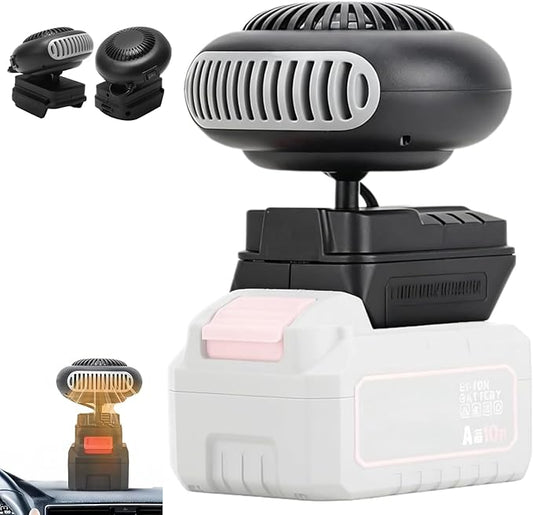 Battery Operated Space Heater - Battery Powered Heater for Camping, 360° Rotation 2 Heat Settings Anti-Tilt Car Defroster, for Car Indoor Use (no battery no charger)