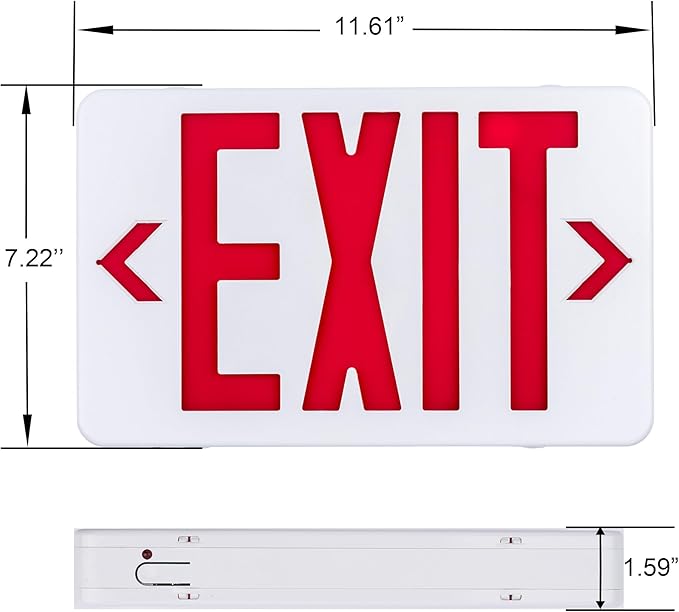 Gruenlich LED Exit Sign,Emergency Light with Double Face and Battery Backup,UL 924 Qualified, AC 120/277V, US Standard Hardwired Red Letter Exit Lights for Business, 12-Pack