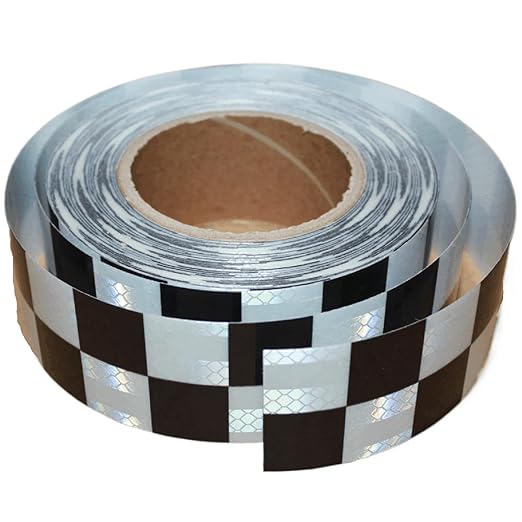 Reflective Tape Black and White 2 inch Wide for Cars, Outdoor Waterproo High Visibility Safety Warning Sticker Strips (68 feet)