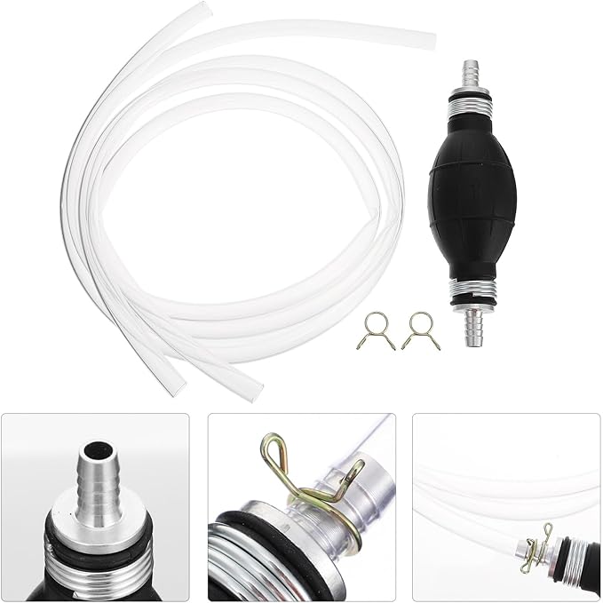 Hand Oil Sucker Pump Manual Siphon for Gasoline Fuel Transfer with One-way Valve Rubber Bulb Design for Fish Tank Water Petrol Oil and Emergency Use