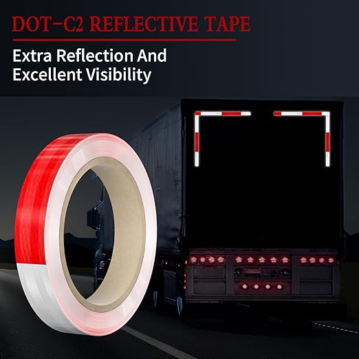 Reflective Tape, 1 Inch x 30 Feet - High Intensity - Red & White Reflective Safety Tape Waterproof Conspicuity for Trailer Reflector Trucks Bikes Baby Strollers Helmets