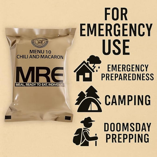 MRE Meals Ready to Eat – 4 Pack Variety | Shelf-Stable Emergency Food Supply | Long-Term Survival Rations for Camping, Hiking & Disaster Preparedness