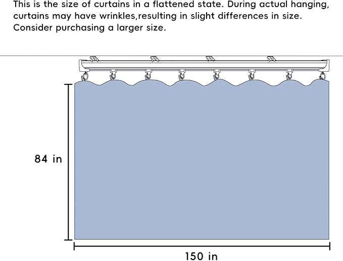 Room Divider Ceiling Mounted Curtains Track Sets Extra Wide Blackout Curtain Flexible Tracks for Bedroom Privacy Partition Separator, 1 Panel Beige Drape and White Rail, W12.5 x H7ft