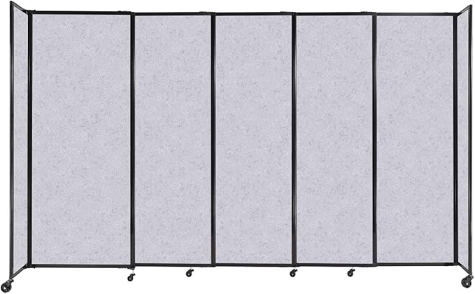 Versare Straightwall Sliding Portable Wall Partition | Freestanding Office Dividers | Locking Wheels | Temporary Room Separator | 11'3" Wide x 6'10" Tall Marble Gray SoundSorb Panels