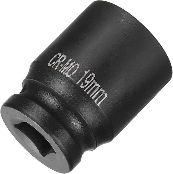 HARFINGTON 4 Point Square Socket 1/2" Drive 19mm Metric Square Impact Socket CR-MO Blackening Standard Wheel Sockets Pneumatic Socket Tool for Auto Repair Mechanical Maintenance Home Use