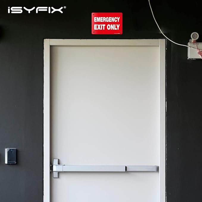 Emergency Exit Only Signs – 1 Pack 10x7 Inch – 100% Rust Free .040 Aluminum Signs, Laminated for Ultimate UV, Weather, Scratch, Water and Fade Resistance, Indoor and Outdoor